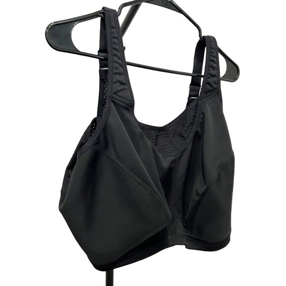 Glamorise Sport Elite Performance Black Sports Bra Hook Eye Back Closure Sz 50G - Picture 3 of 10